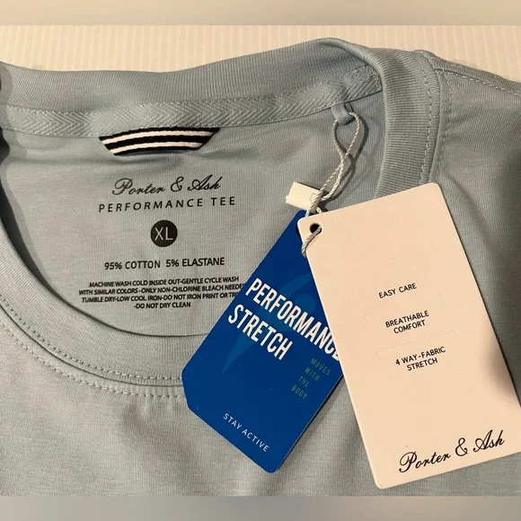 Porter & Ash 95% Cotton 4-way Stretch Short Sleeve Crew Neck Casual Top/Tshirt - Picture 7 of 9